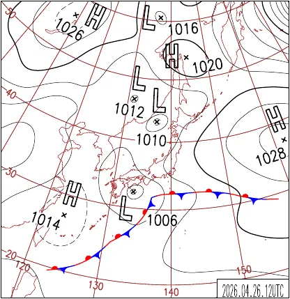 2026年4月26日21時の地上天気図