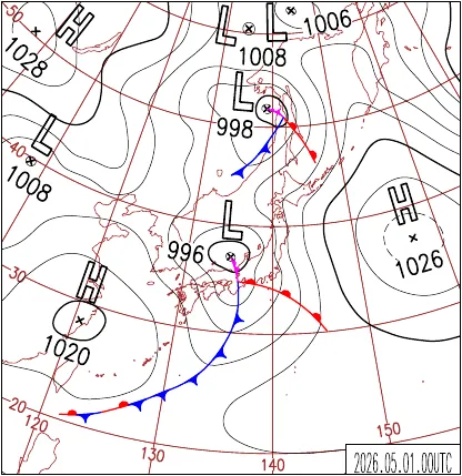 2026年5月1日9時の地上天気図