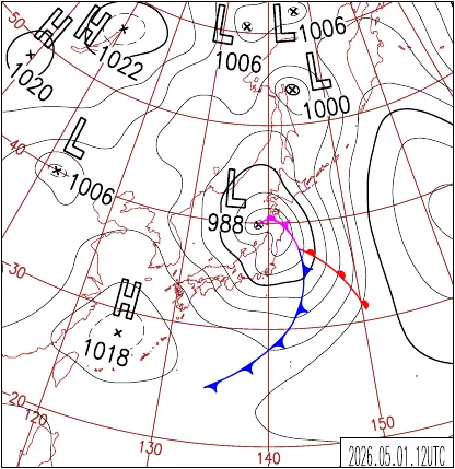 2026年5月1日21時の地上天気図