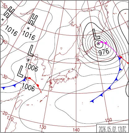 2026年5月2日21時の地上天気図