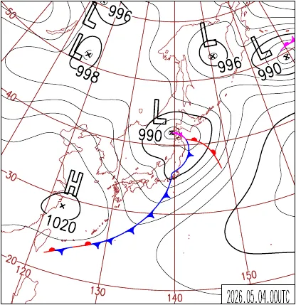 2026年5月4日9時の地上天気図