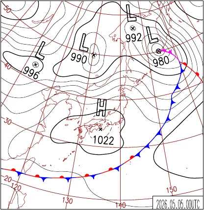2026年5月5日9時の地上天気図