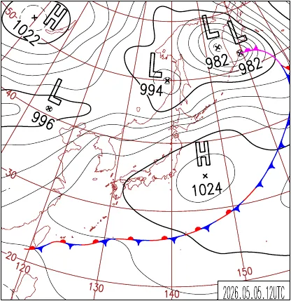 2026年5月5日21時の地上天気図
