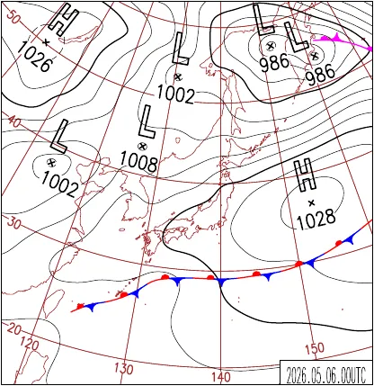 2026年5月6日9時の地上天気図