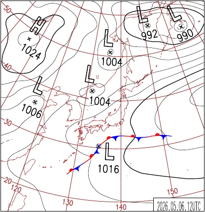 2026年5月6日21時の地上天気図