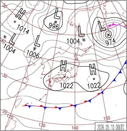 2026年5月10日9時の地上天気図