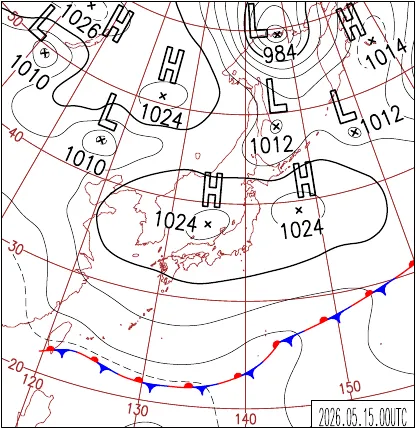 2026年5月15日9時の地上天気図