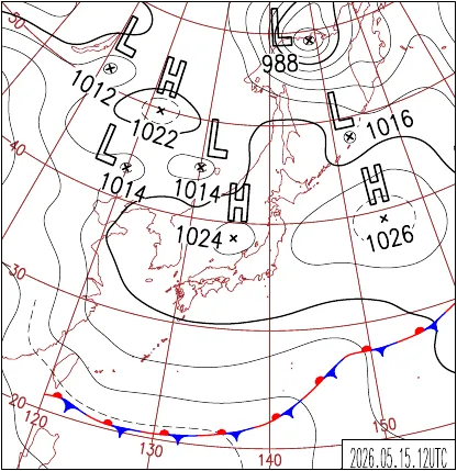2026年5月15日21時の地上天気図