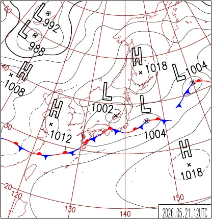 2026年5月21日21時の地上天気図