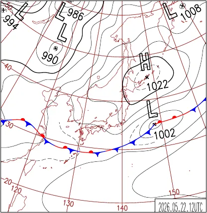 2026年5月22日21時の地上天気図