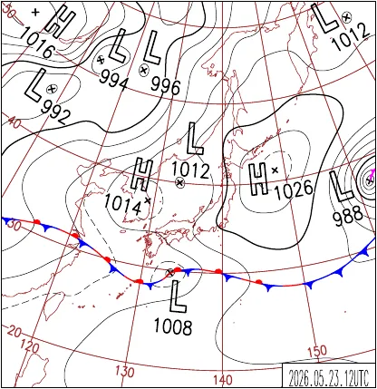 2026年5月23日21時の地上天気図