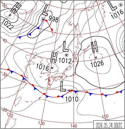 2026年5月24日9時の地上天気図