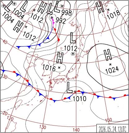2026年5月24日21時の地上天気図