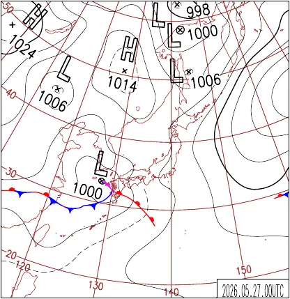2026年5月27日9時の地上天気図